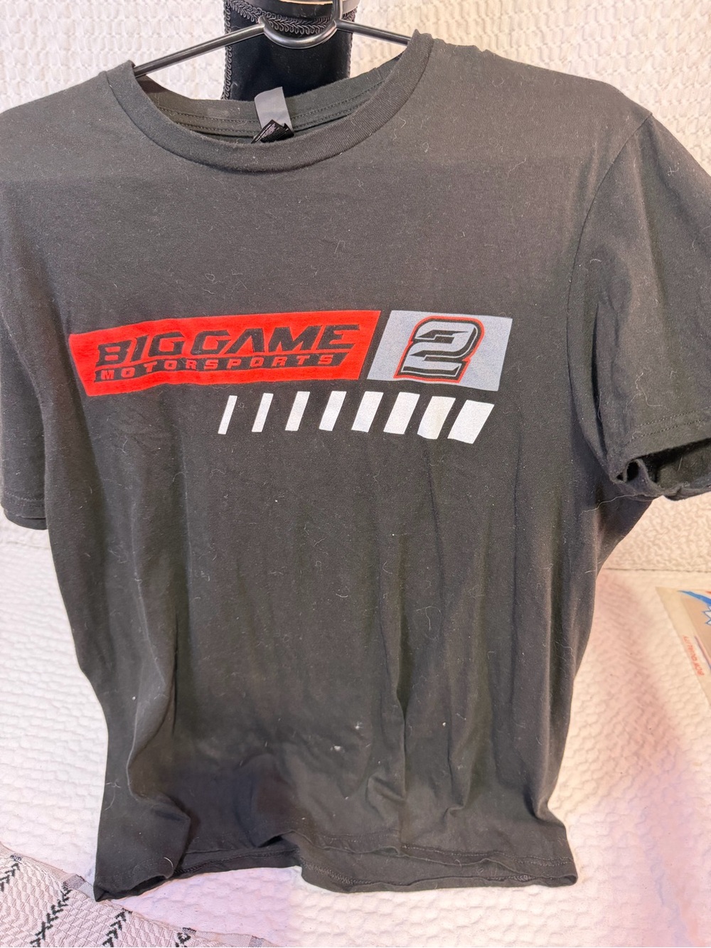 District Black T-Shirt with Red and White Racing Logo signed
